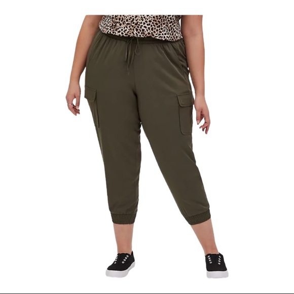 torrid Pants - TORRID olive green cropped cargo joggers